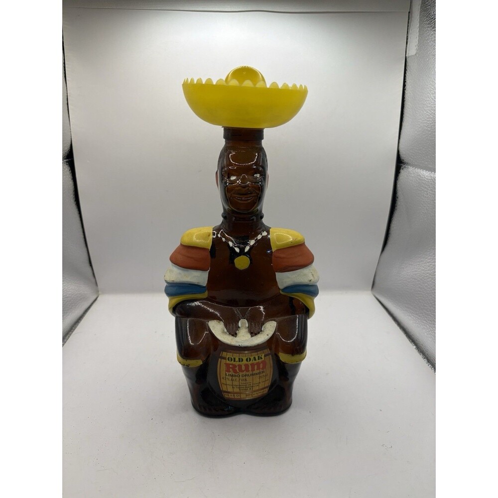 Statue-Shaped Art Decanter Brown Yellow Glass Collectible Decorative Old Oak Rum